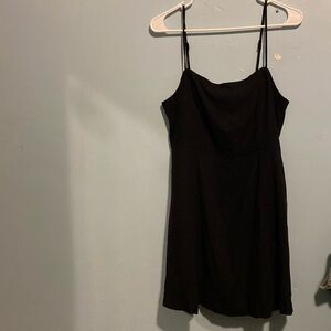 mini black linen dress